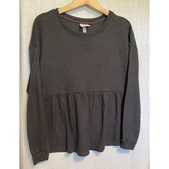 Knox Rose Tops - Knox Rose Long Sleeve Gray‎ Pullover Tunic Ribbed Size Medium Woman's Shirt